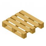 Wooden pallet isometric 3D icon. Shipping and delivery logistics, goods packing object vector illustration